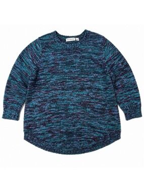 Kim Rogers Multicolor Marled Knit Sweater L Teal Purple Oversized Tunic Pullover